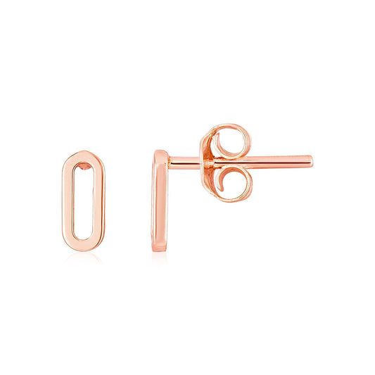 14K Rose Gold Paperclip Link Stud Earrings