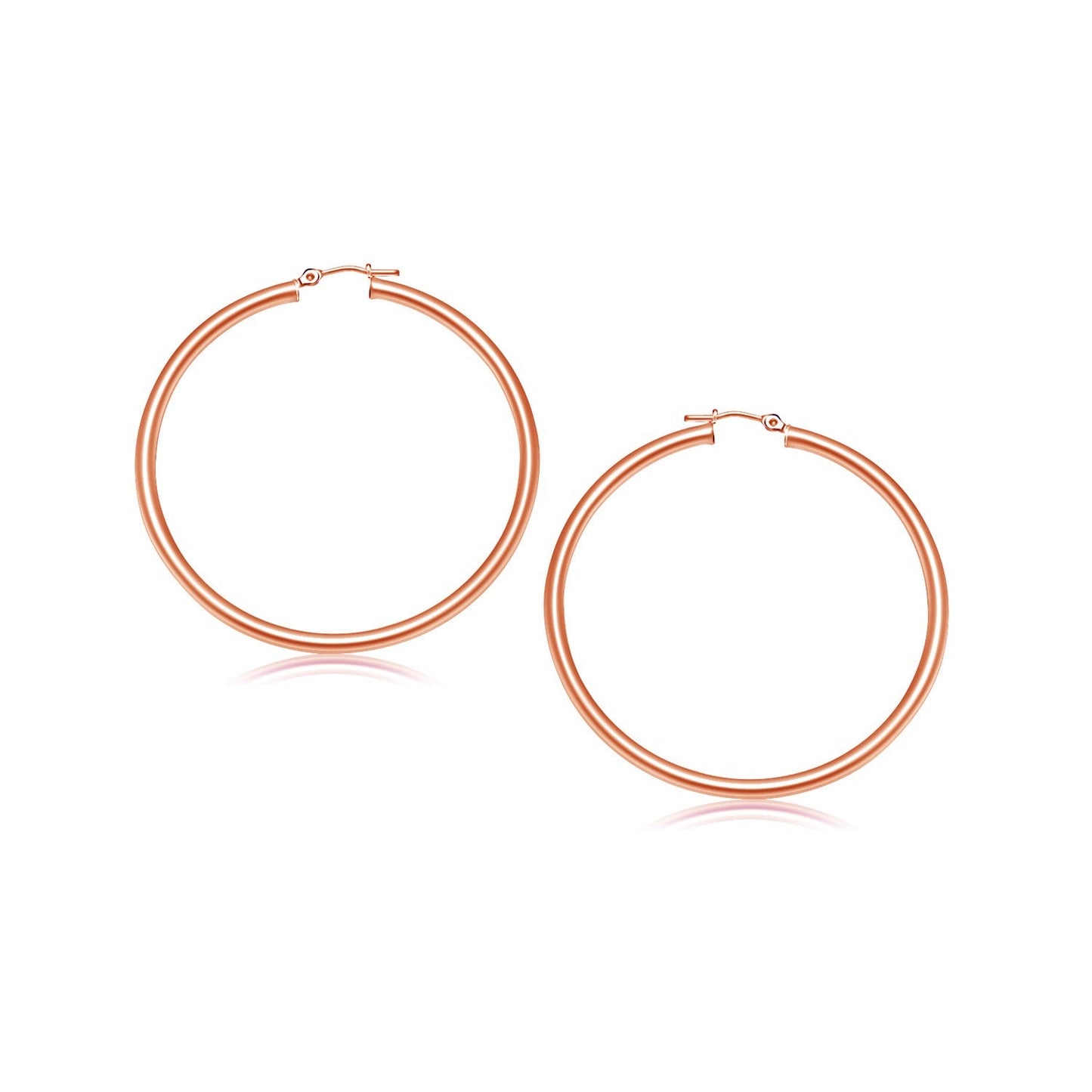 14K Rose Gold Polished Hoop Earrings (25 Mm)