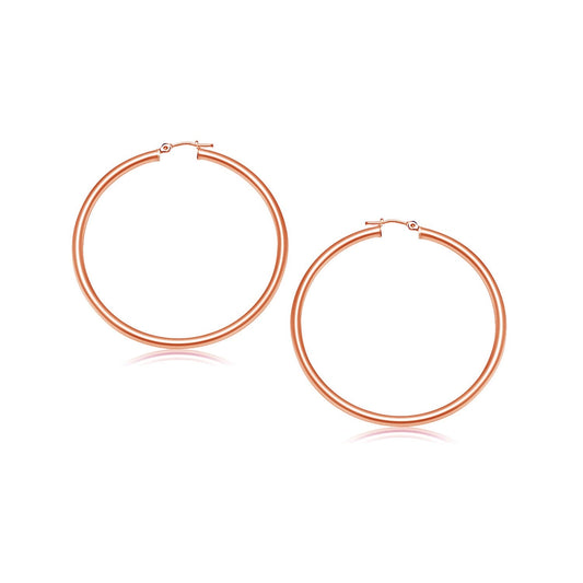 14K Rose Gold Polished Hoop Earrings (25 Mm)