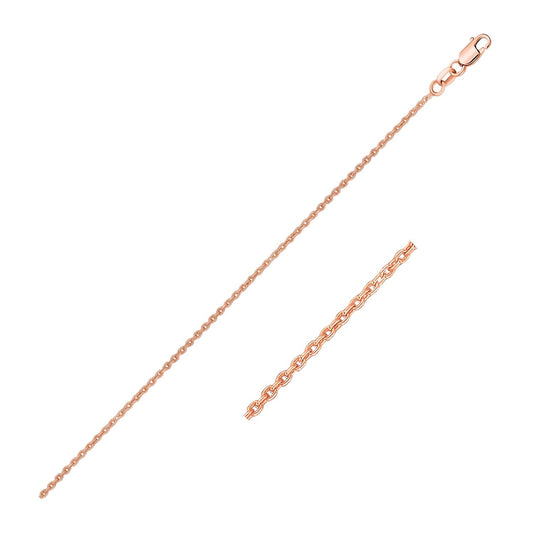14K Rose Gold Round Cable Link Chain 0.7Mm