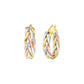 14K Tri Color Gold Three Toned Braided Hoop Earrings