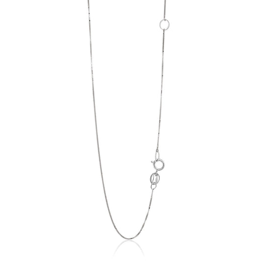 14K White Gold Adjustable Box Chain 0.6Mm