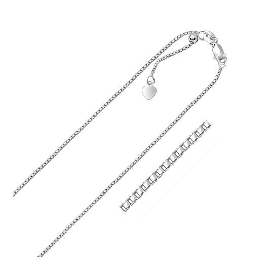 14K White Gold Adjustable Box Chain 1.1Mm