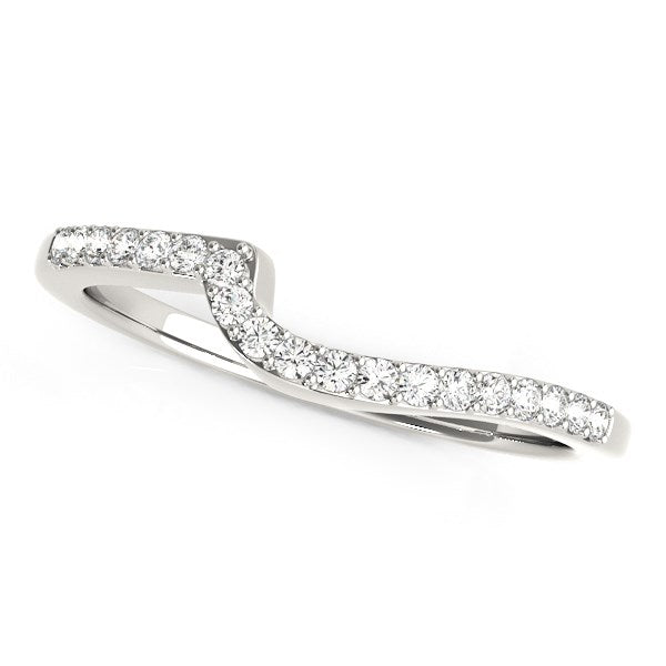 14K White Gold Curved Design Round Diamond Wedding Band (1/4 Cttw)