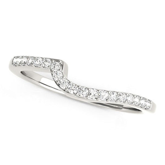 14K White Gold Curved Design Round Diamond Wedding Band (1/4 Cttw)