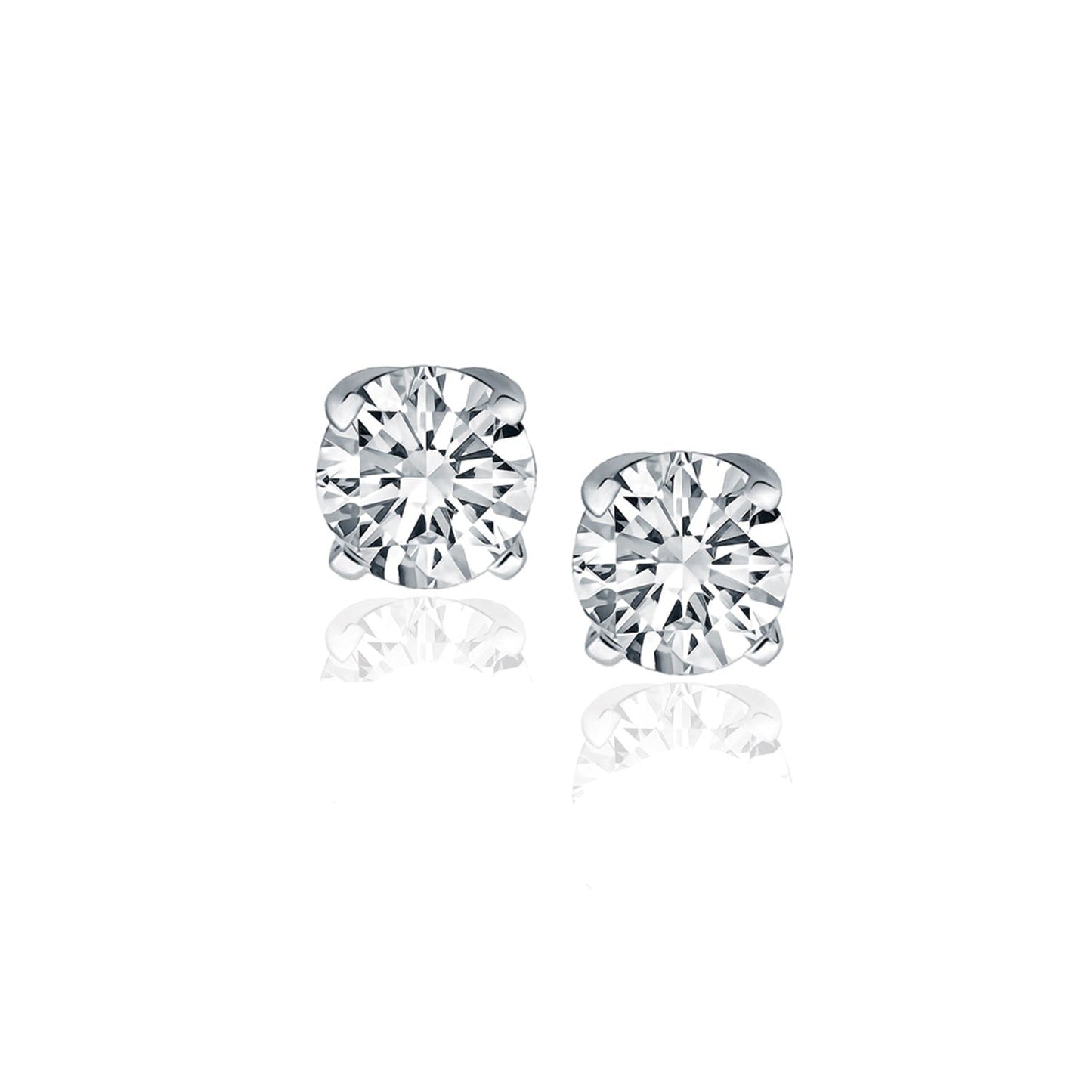 14K White Gold Diamond Four Prong Stud Earrings (1 Cttw)
