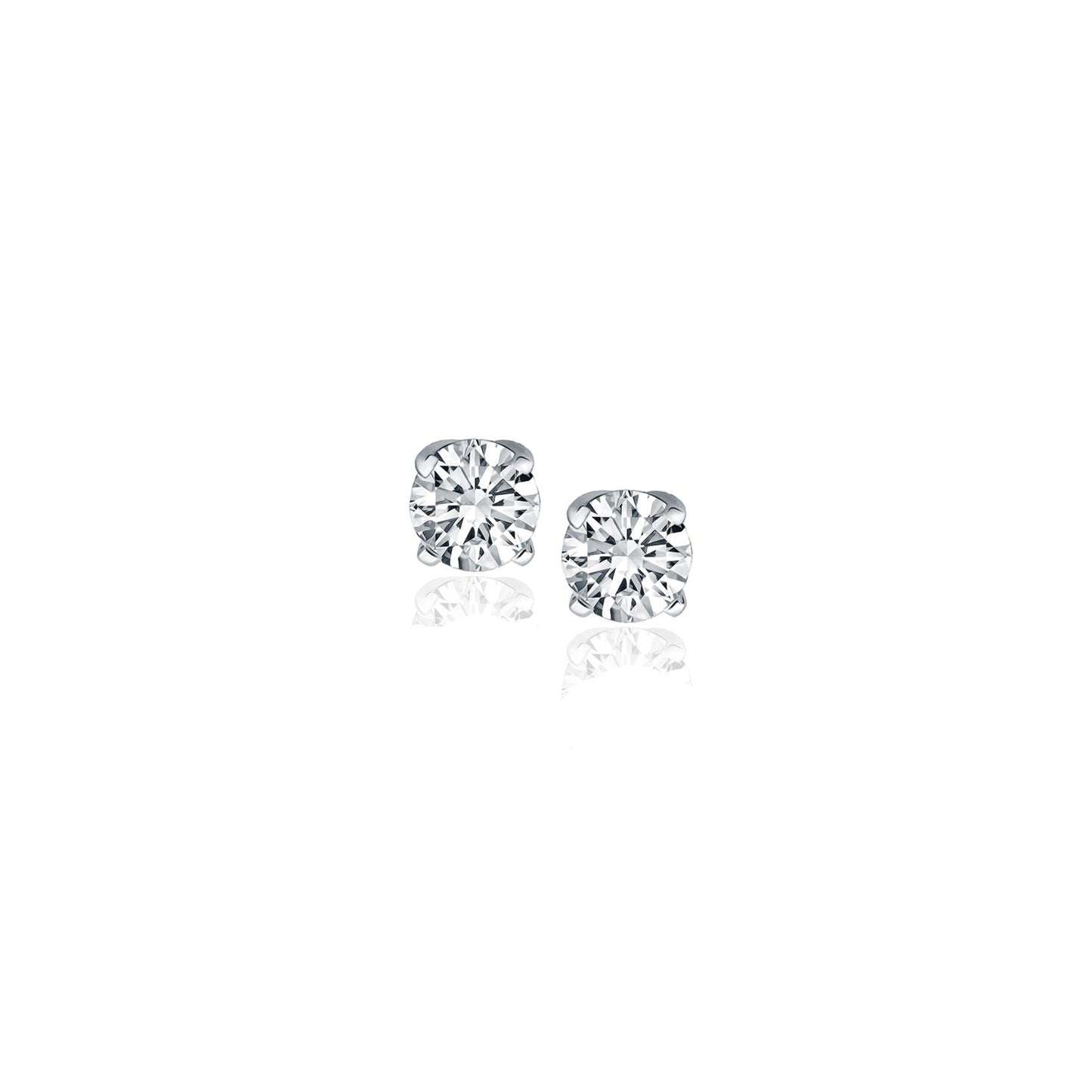 14K White Gold Diamond Four Prong Stud Earrings (1/4 Cttw)