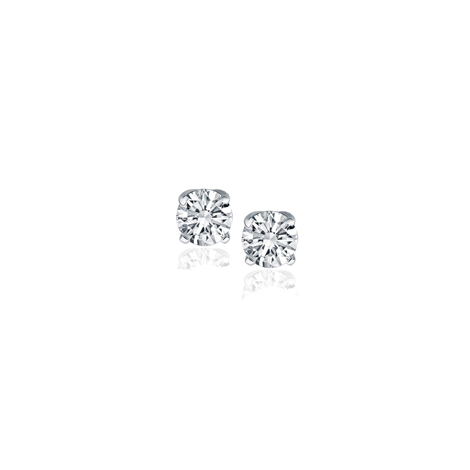 14K White Gold Diamond Four Prong Stud Earrings (1/4 Cttw)