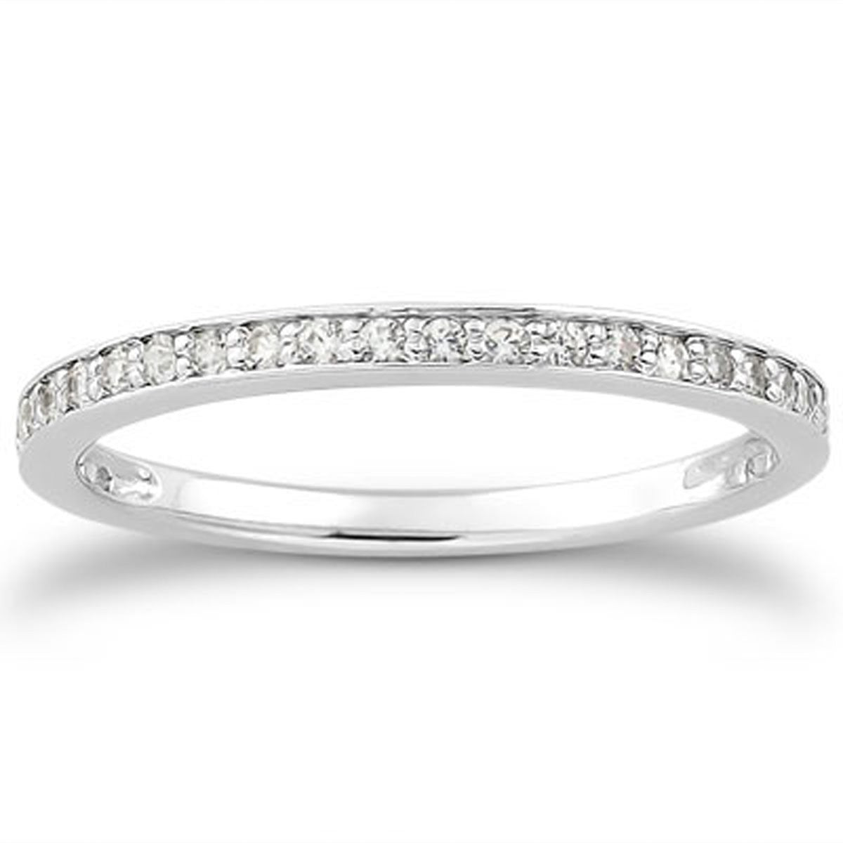 14K White Gold Micro-Pave Diamond Wedding Ring Band Set 3/4 Around