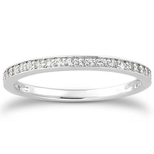 14K White Gold Micro-Pave Diamond Wedding Ring Band Set 3/4 Around
