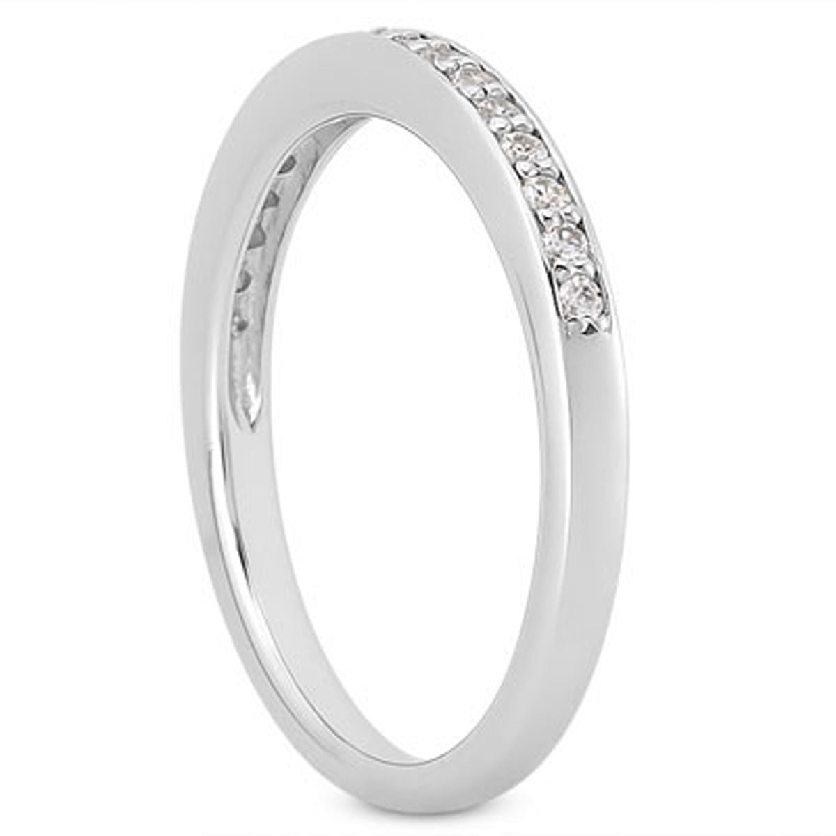 14K White Gold Micro-Pave Flat Sided Diamond Wedding Ring Band