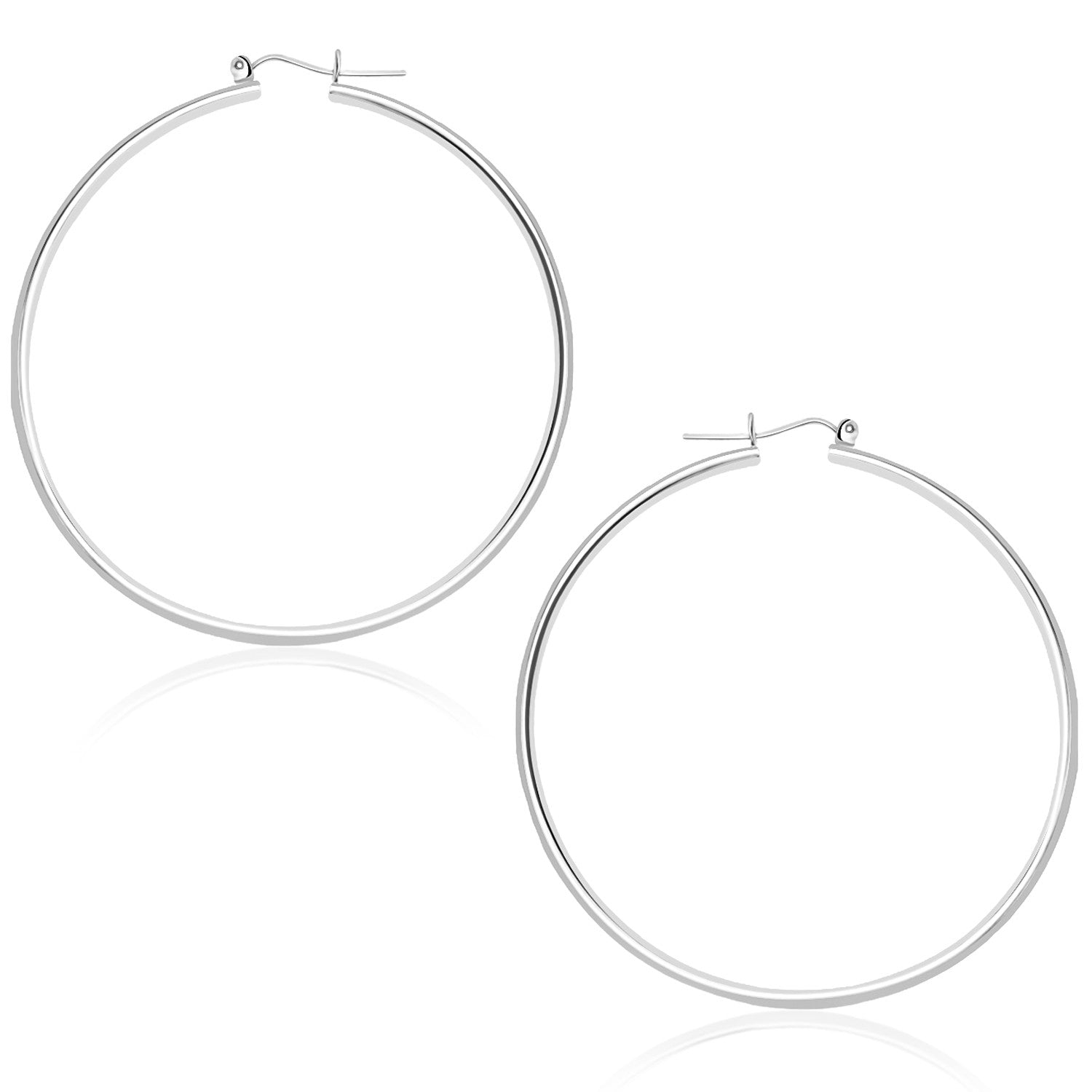 14K White Gold Polished Hoop Earrings (45 Mm)