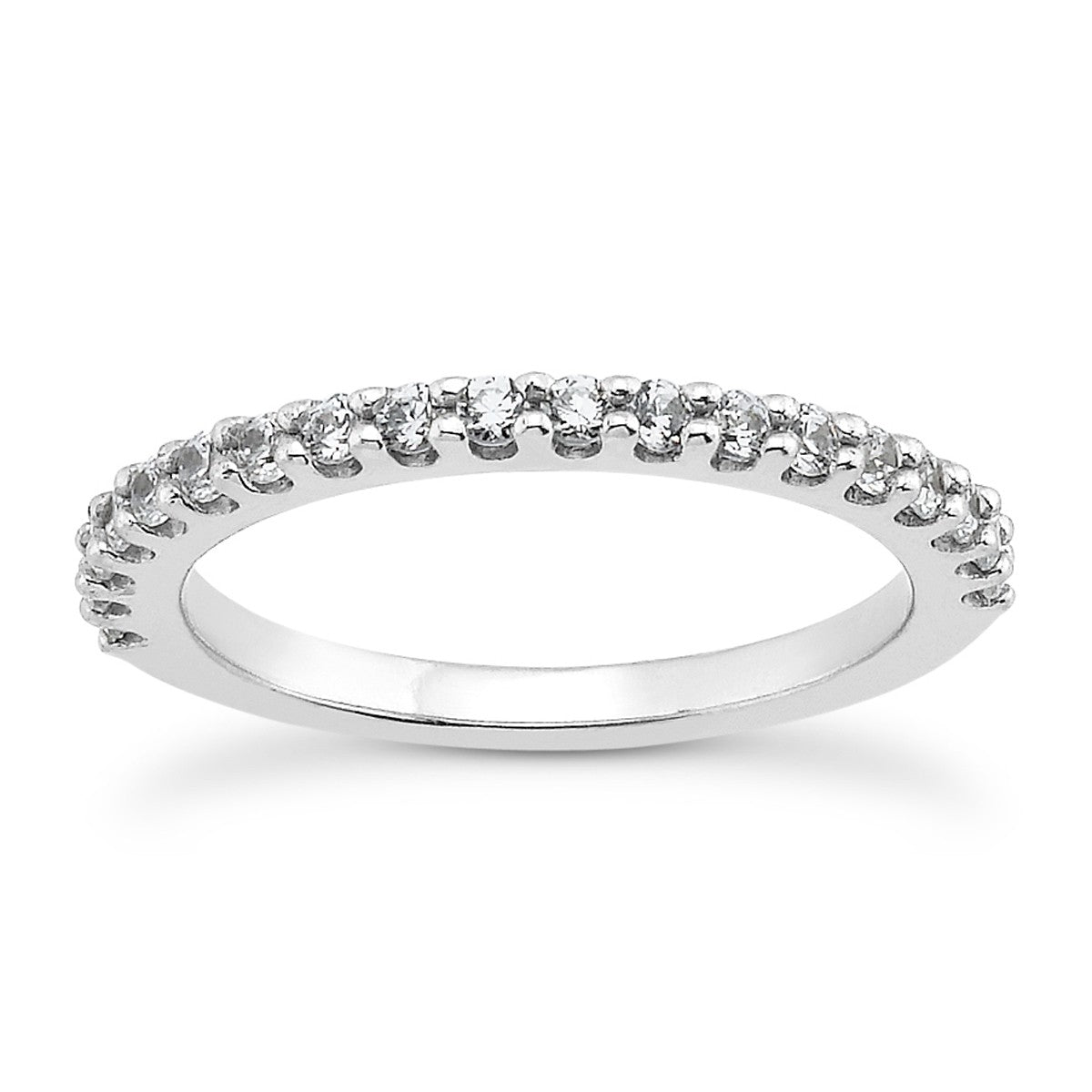 14K White Gold Shared Prong Diamond Wedding Ring Band With U Settings