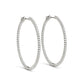 14K White Gold Slim Two Sided Diamond Hoop Earrings (1 1/2 Cttw)