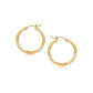 14K Yellow Gold Fancy Diamond Cut Slender Small Hoop Earrings (15Mm Diameter)