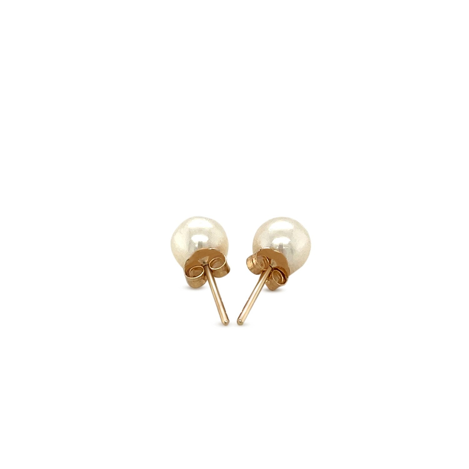 14K Yellow Gold Freshwater Cultured White Pearl Stud Earrings (6.0 Mm)
