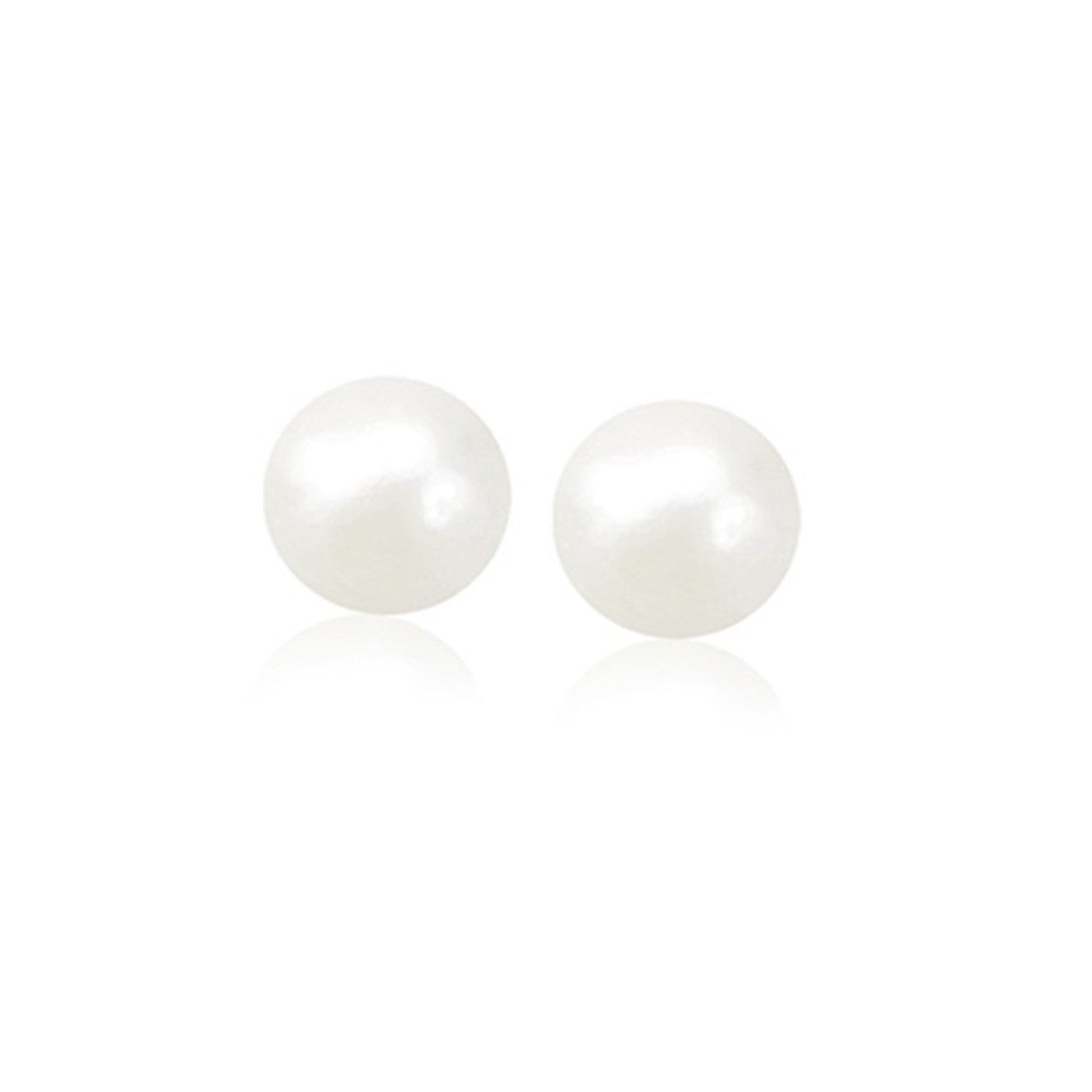 14K Yellow Gold Freshwater Cultured White Pearl Stud Earrings (8.0 Mm)