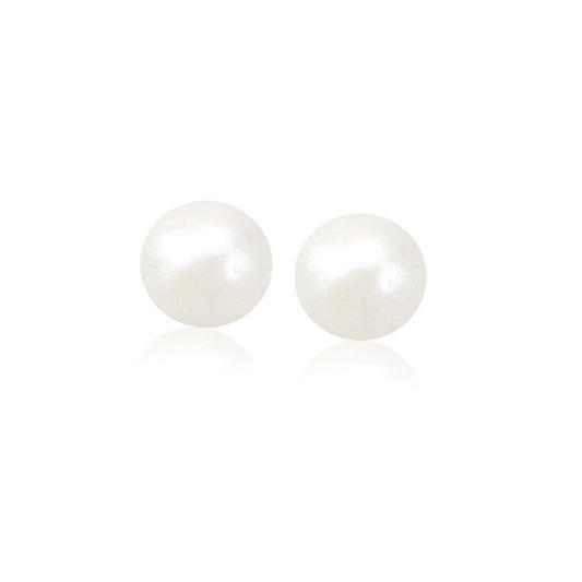 14K Yellow Gold Freshwater Cultured White Pearl Stud Earrings (8.0 Mm)