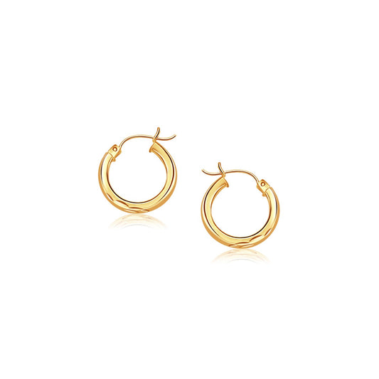14K Yellow Gold Hoop Earring With Diamond-Cut Finish (20Mm Diameter)