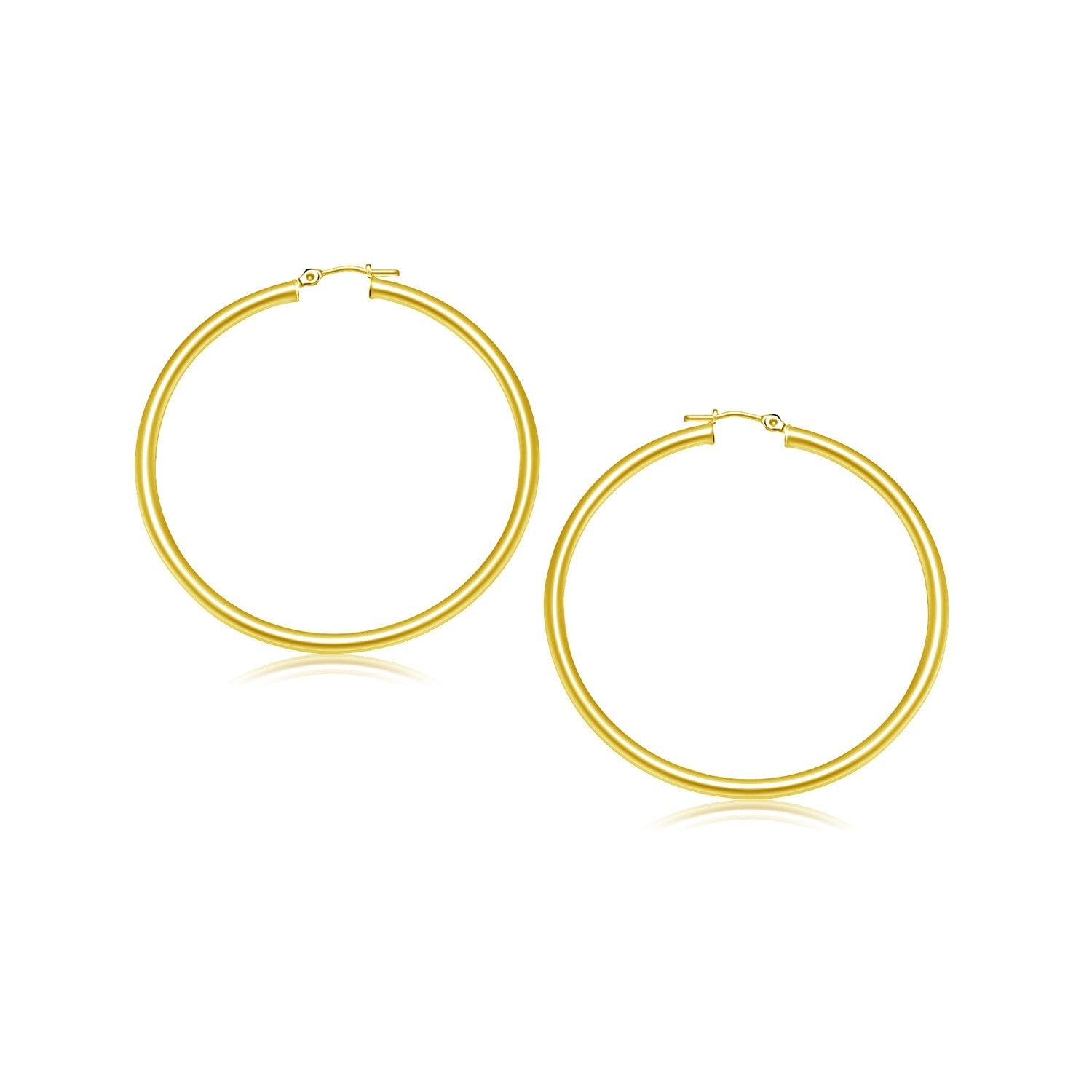 14K Yellow Gold Polished Hoop Earrings (25 Mm)