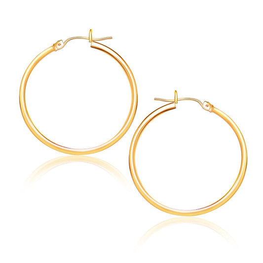 14K Yellow Gold Polished Hoop Earrings (25 Mm)