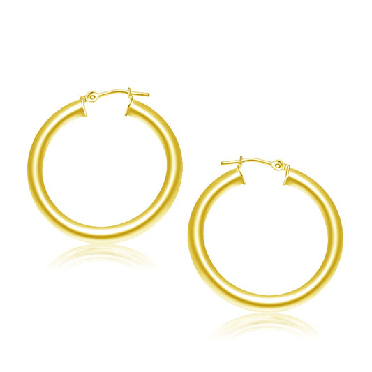 14K Yellow Gold Polished Hoop Earrings (30 Mm)