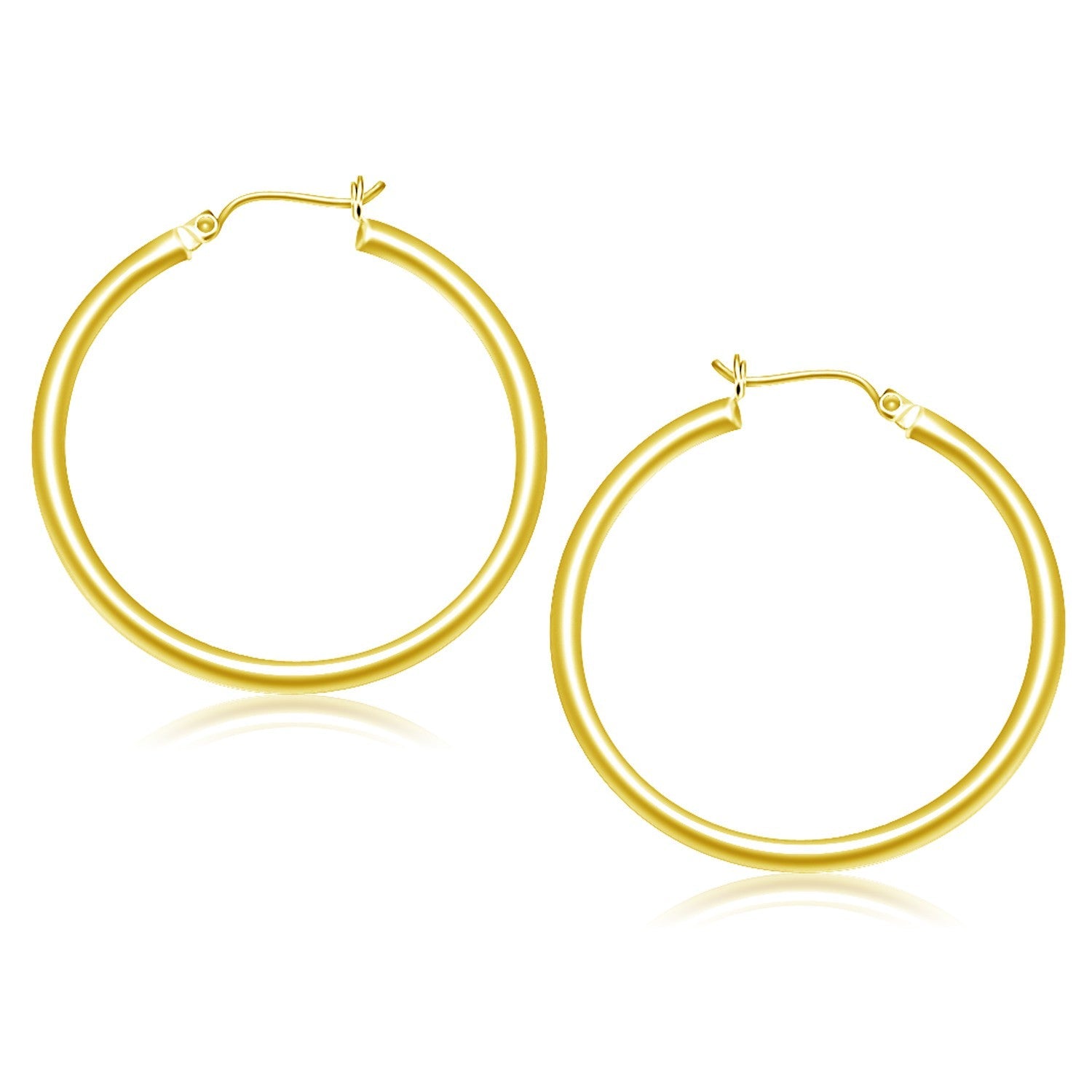 14K Yellow Gold Polished Hoop Earrings (40 Mm)