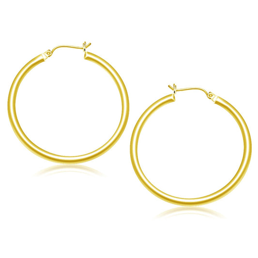 14K Yellow Gold Polished Hoop Earrings (40 Mm)