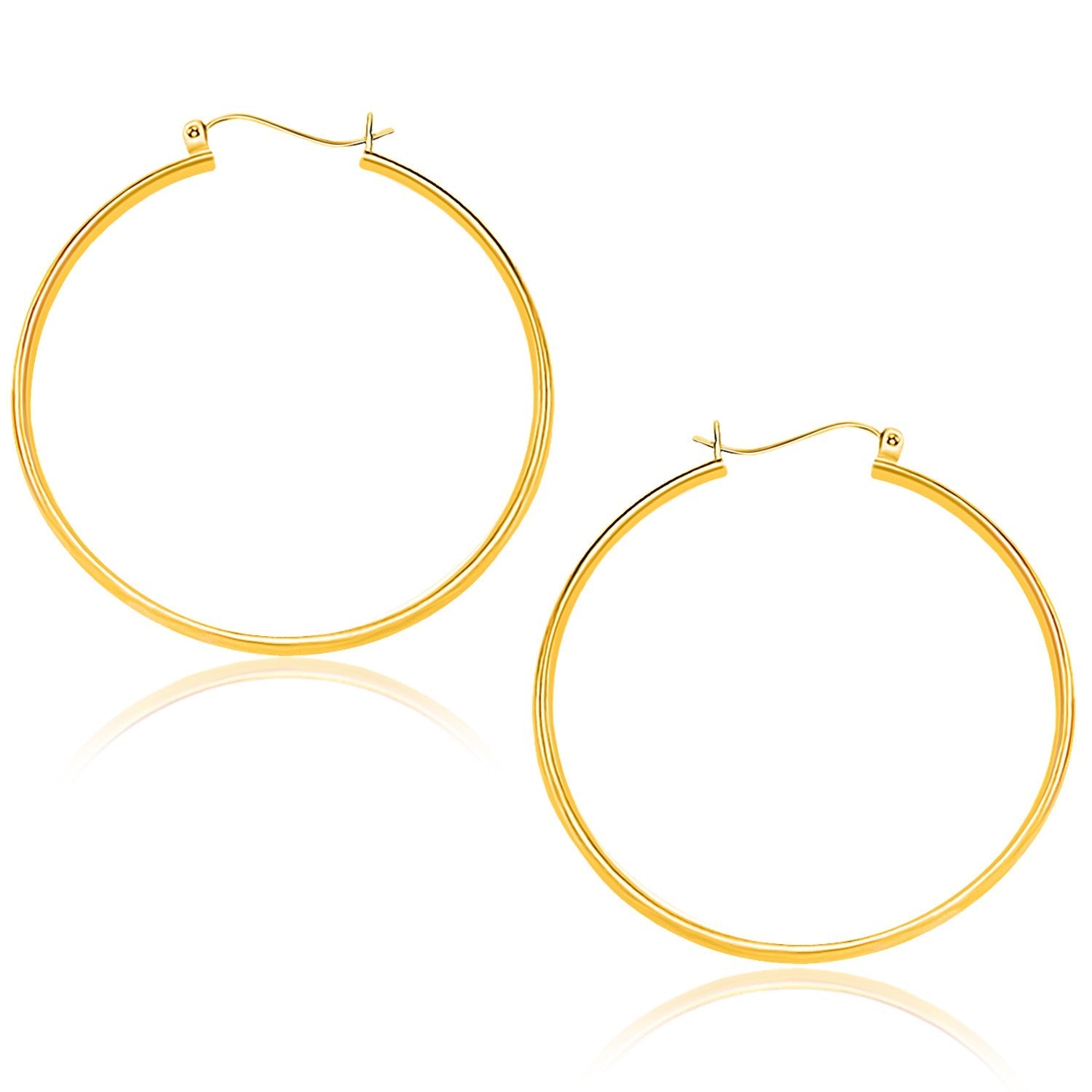 14K Yellow Gold Polished Hoop Earrings (40Mm)