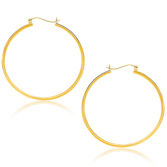 14K Yellow Gold Polished Hoop Earrings (40Mm)