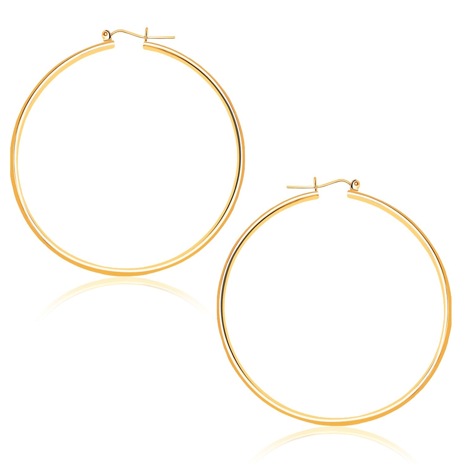 14K Yellow Gold Polished Hoop Earrings (45 Mm)