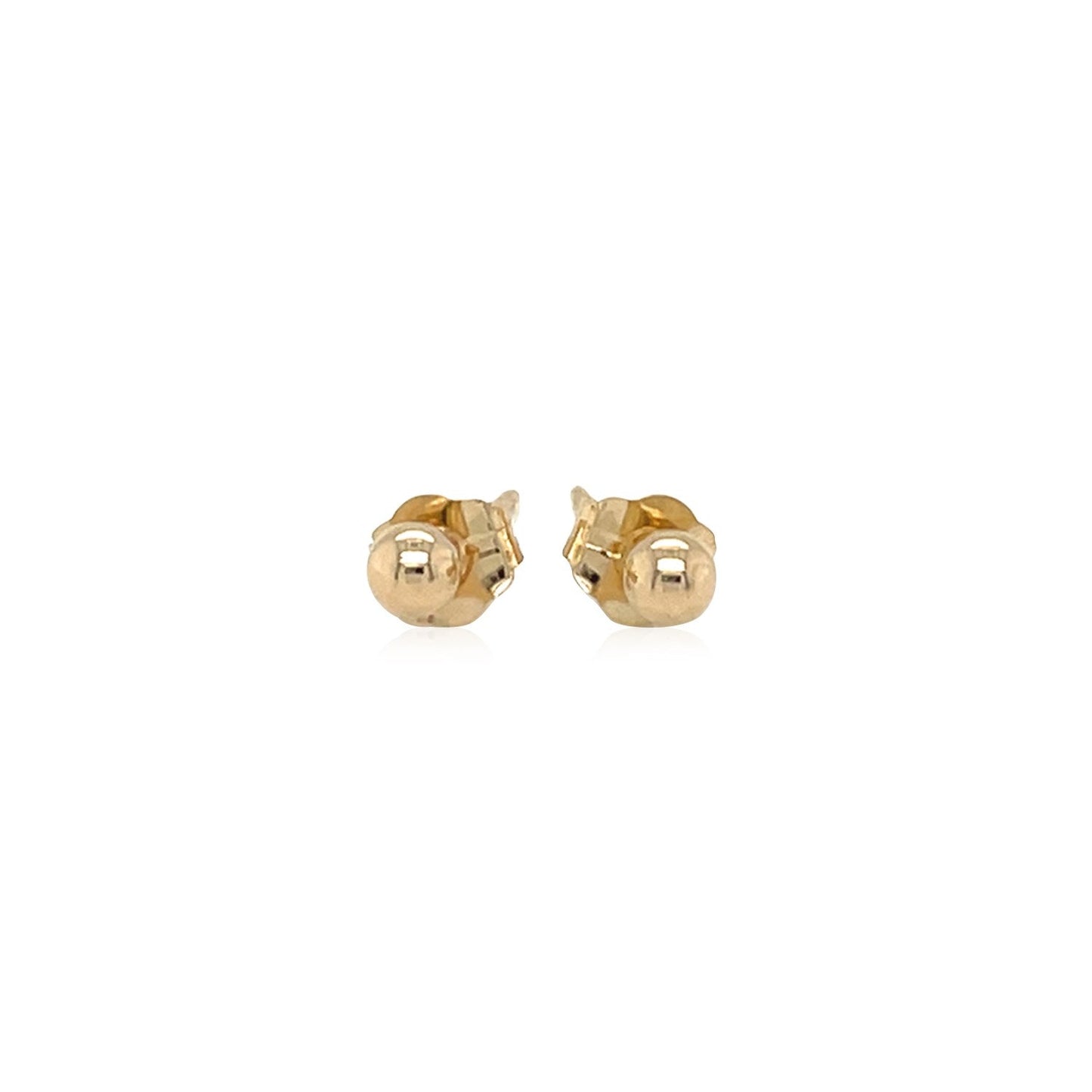 14K Yellow Gold Polished Round Stud Earrings