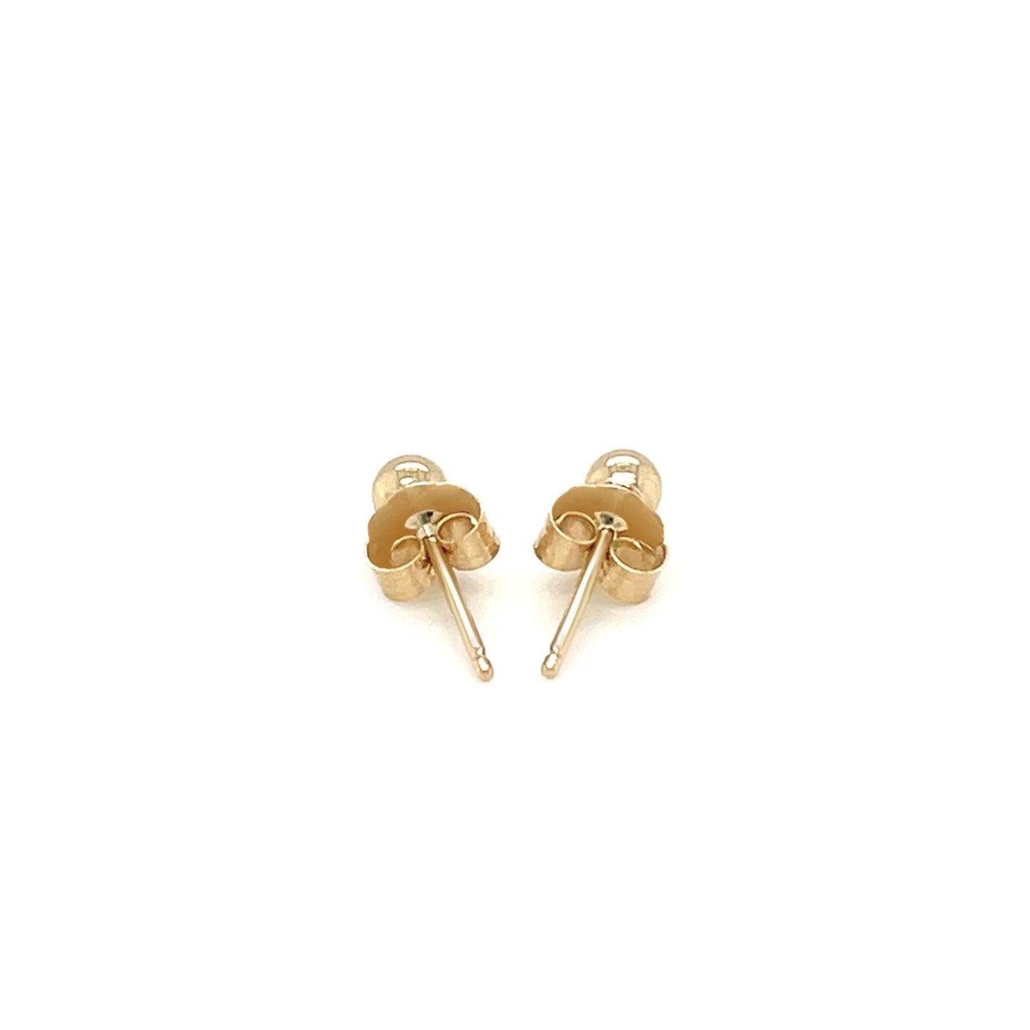 14K Yellow Gold Polished Round Stud Earrings
