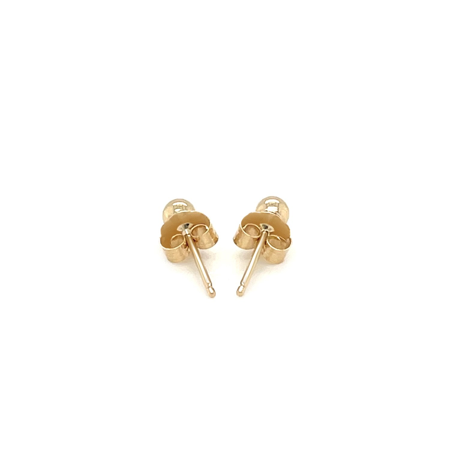 14K Yellow Gold Polished Round Stud Earrings