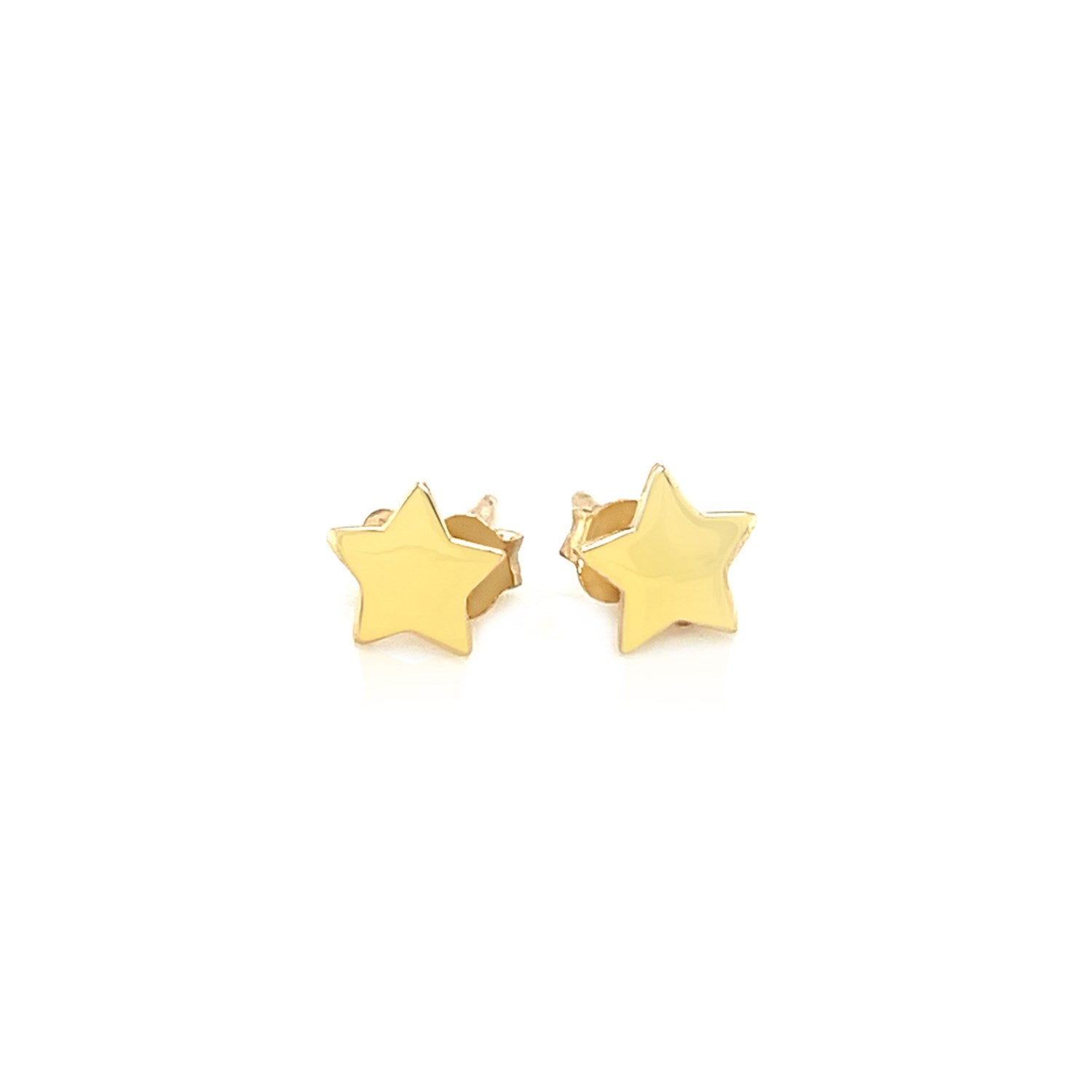 14K Yellow Gold Post Earrings With Stars