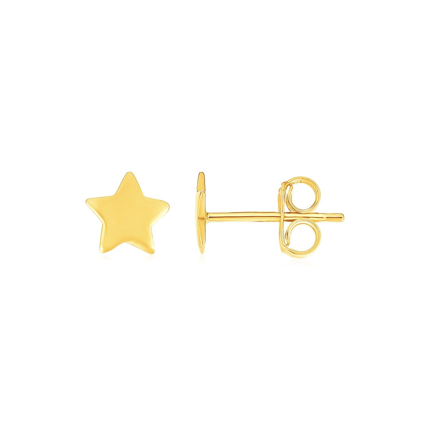 14K Yellow Gold Post Earrings With Stars