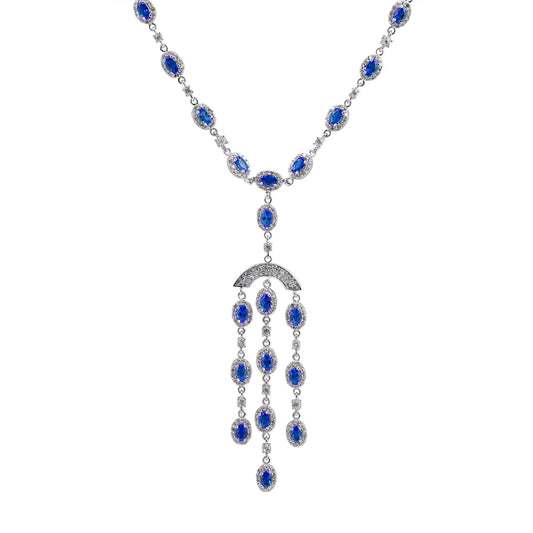 Collette Z Sterling Silver Blue Cubic Zirconia Dangle Necklace