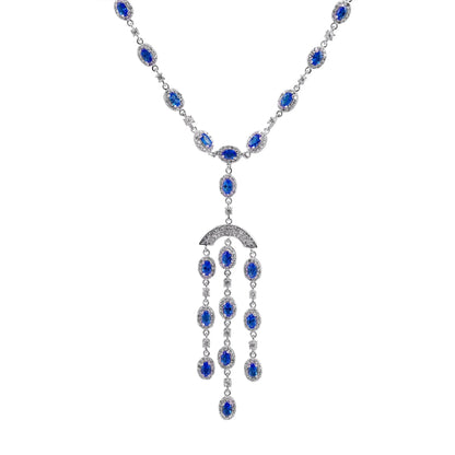 Collette Z Sterling Silver Blue Cubic Zirconia Dangle Necklace