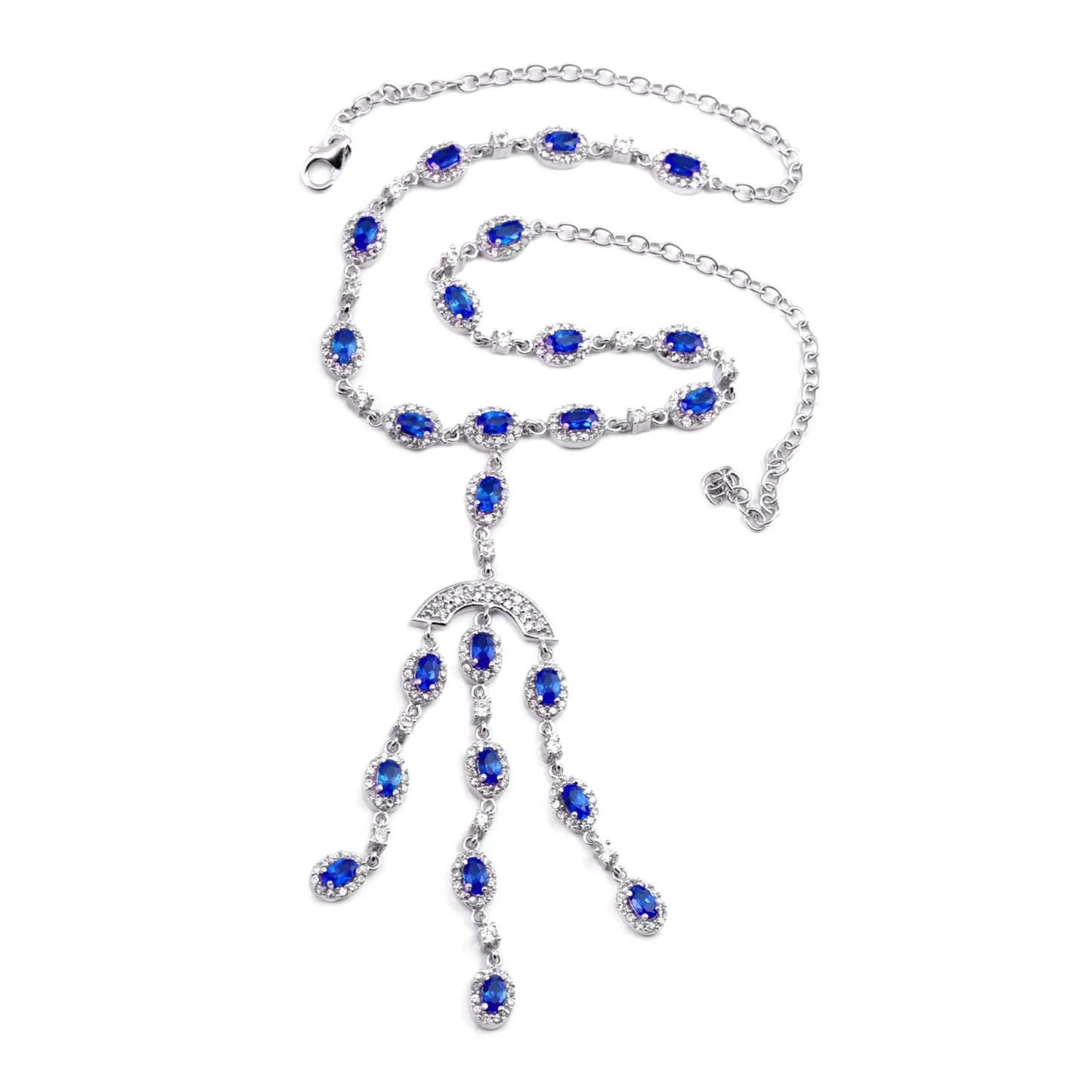 Collette Z Sterling Silver Blue Cubic Zirconia Dangle Necklace