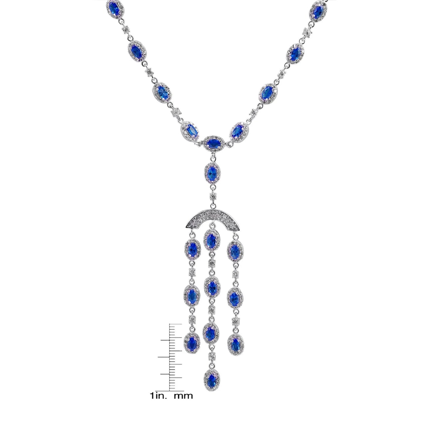 Collette Z Sterling Silver Blue Cubic Zirconia Dangle Necklace