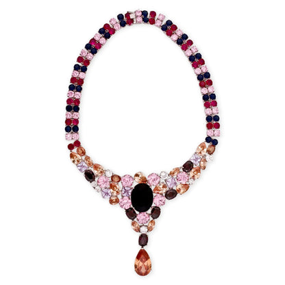 Collette Z Sterling Silver Multi-colored Cubic Zirconia Heavy Neckace
