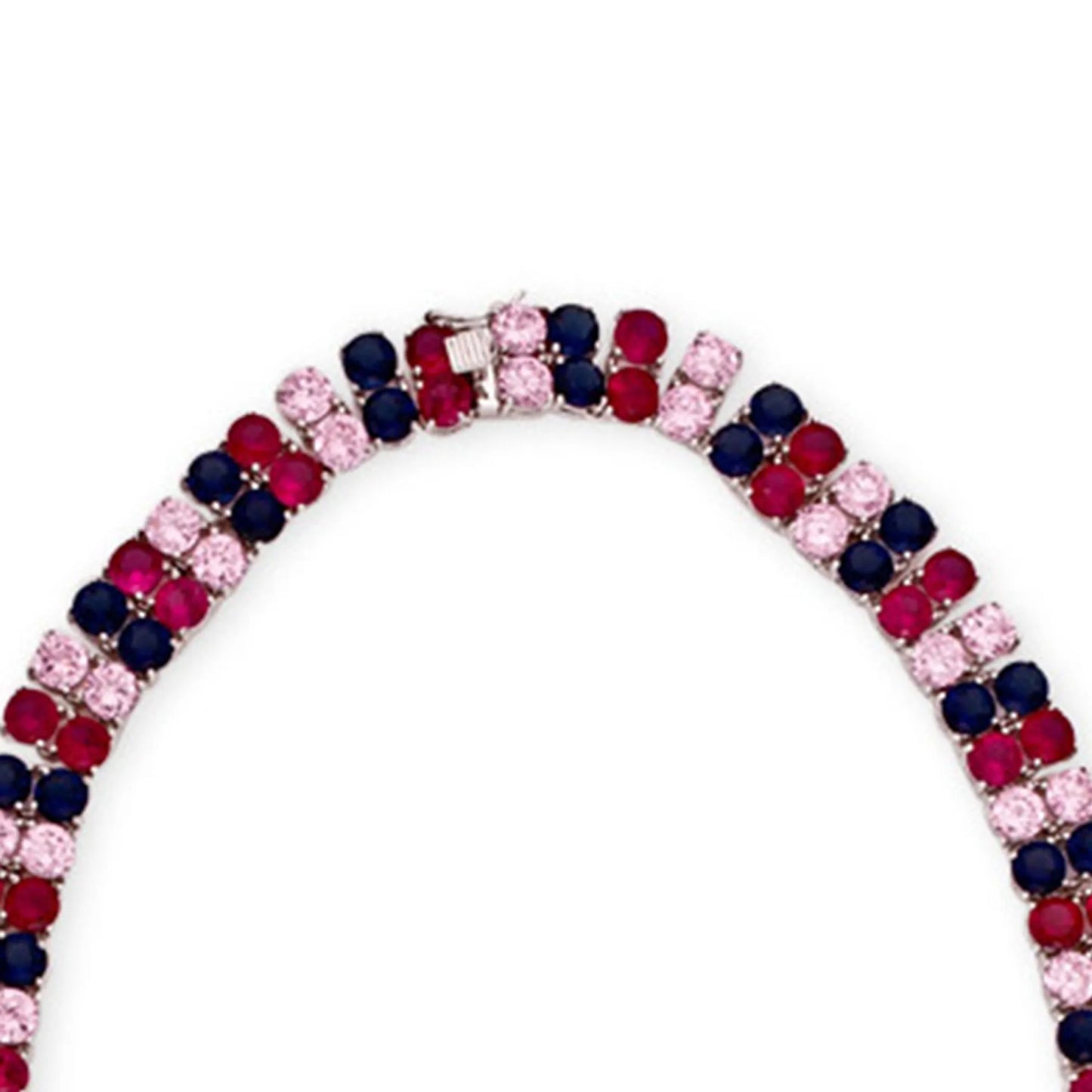 Collette Z Sterling Silver Multi-colored Cubic Zirconia Heavy Neckace