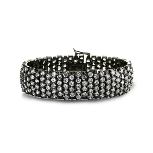 Collette Z Sterling Silver Cubic Zirconia Bangle Bracelet With Studs