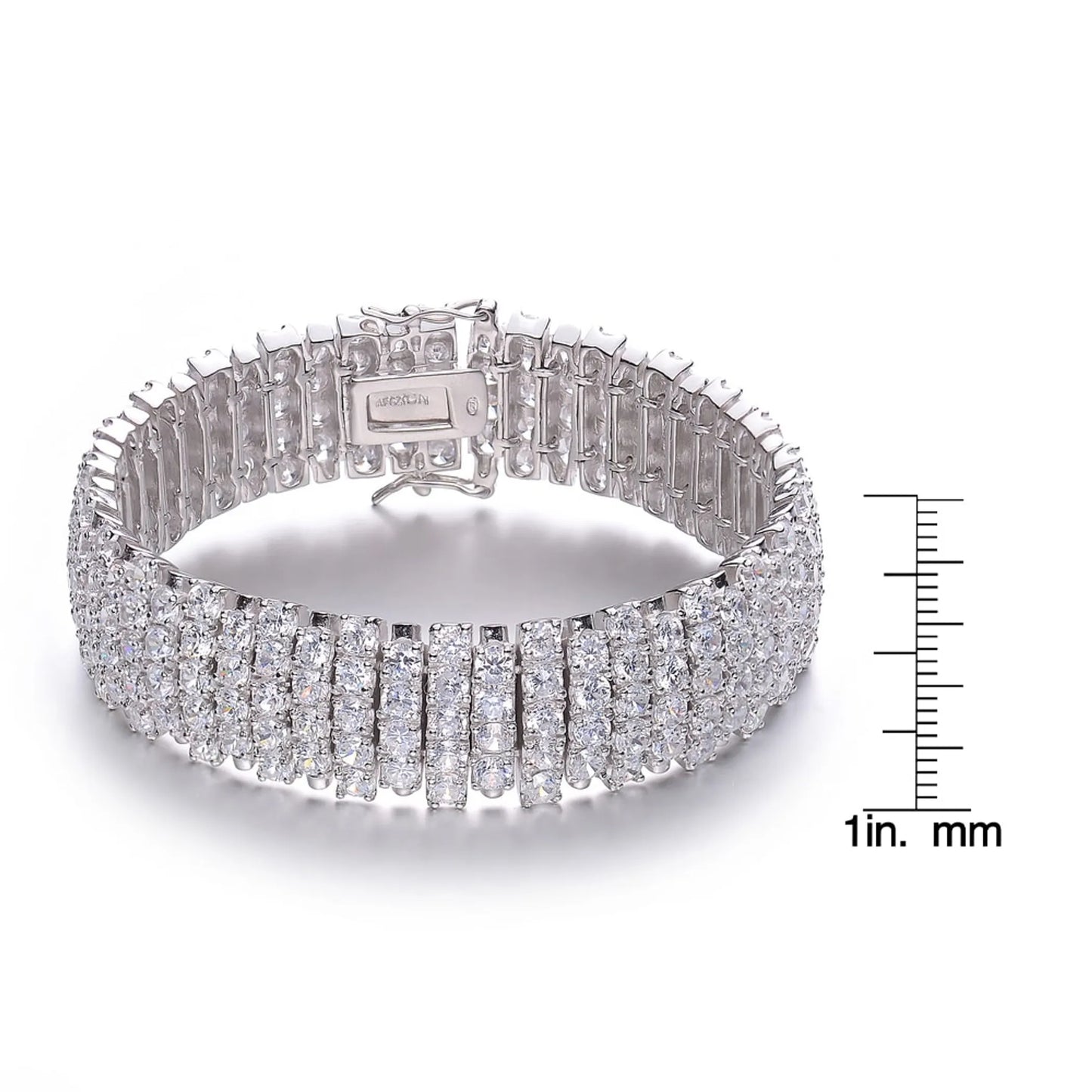 Collette Z Sterling Silver Cubic Zirconia Bangle Bracelet With Studs