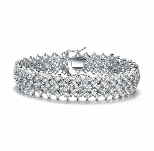 Collette Z Sterling Silver with Rhodium Plated Clear Round Cubic Zirconia 5 Row Tennis Bracelet