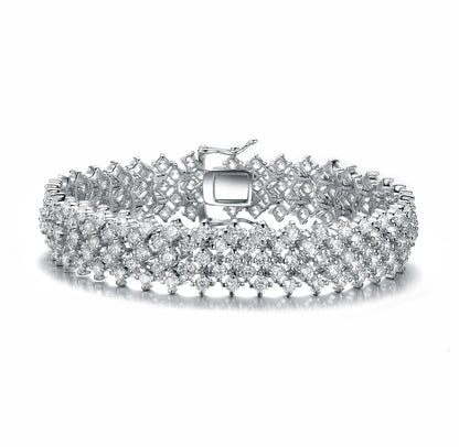 Collette Z Sterling Silver with Rhodium Plated Clear Round Cubic Zirconia 5 Row Tennis Bracelet