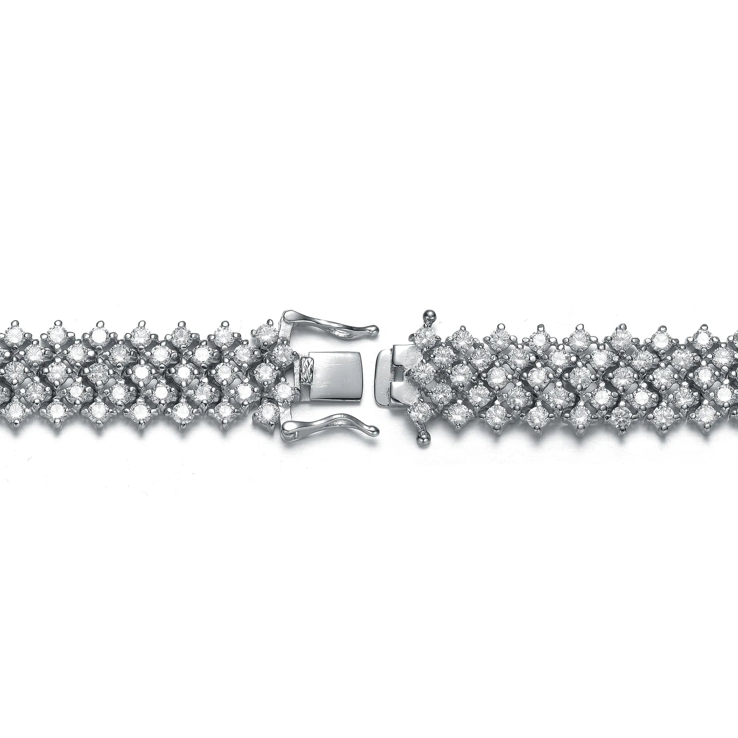 Collette Z Sterling Silver with Rhodium Plated Clear Round Cubic Zirconia 5 Row Tennis Bracelet