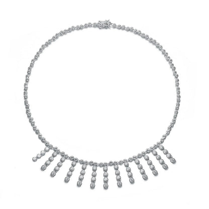 Collette Z Sterling Silver Clear Cubic Zirconia Thirteen Strand Necklace