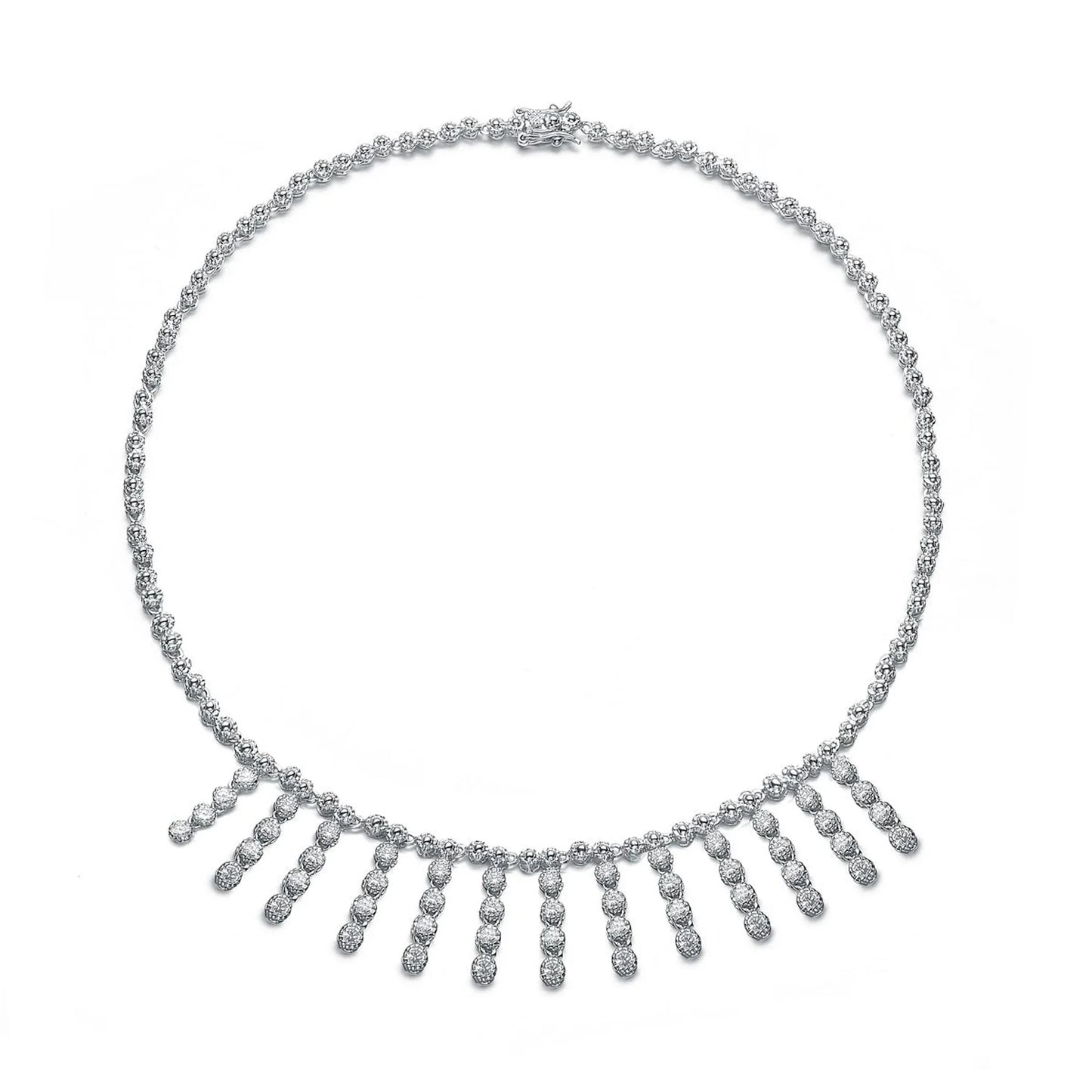 Collette Z Sterling Silver Clear Cubic Zirconia Thirteen Strand Necklace