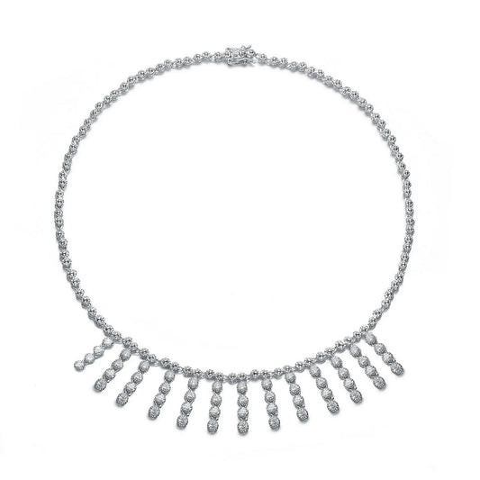 Collette Z Sterling Silver Clear Cubic Zirconia Thirteen Strand Necklace